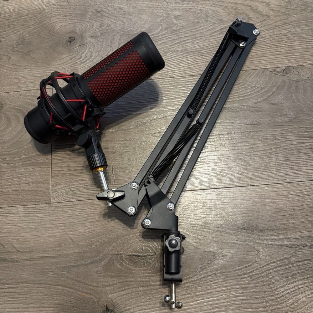 Hyper x QuadCast S RGB USB Microphone with Boom Arm Tested and Working No Cable